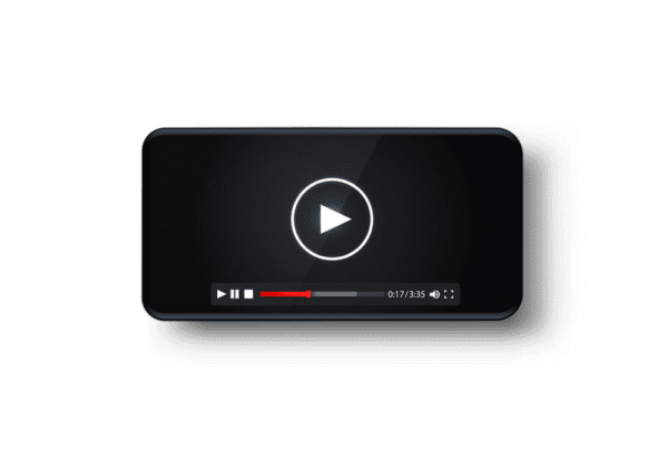 smartphone with a youtube player on the screen against a white background