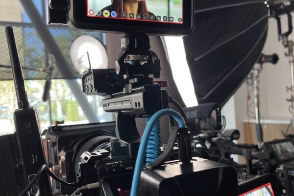 Cinematographer filming interview for County of Orange Health Care recruitment